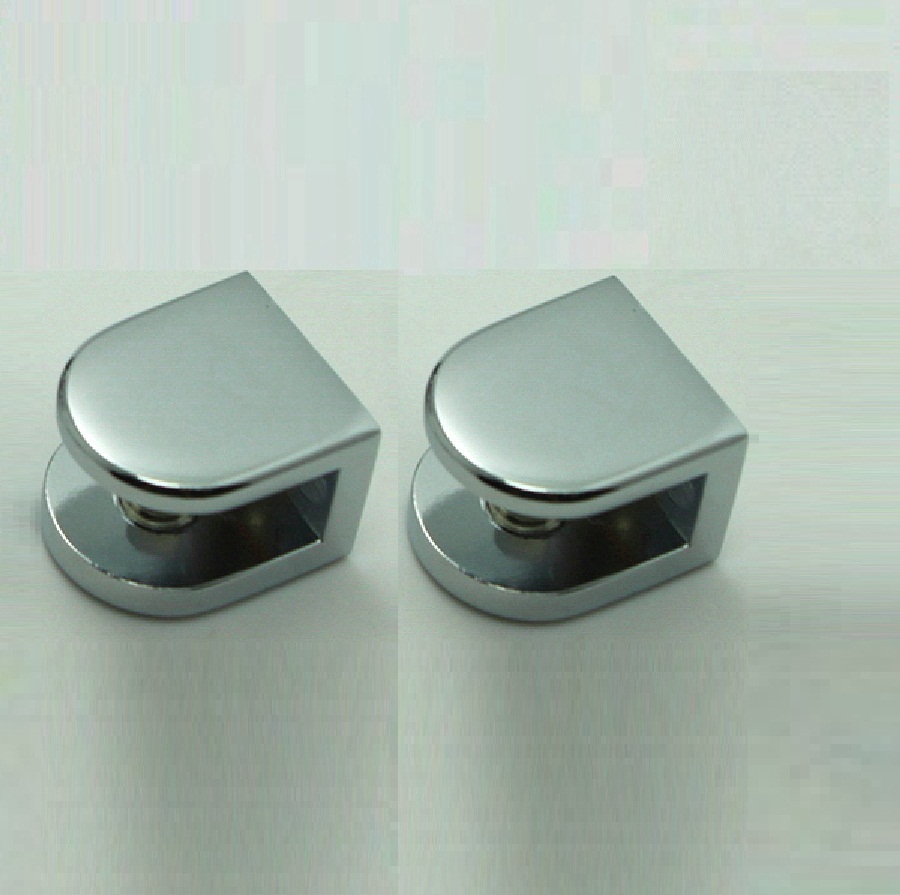 pack of 2 chrome no-drill fixed panel glass u clamp for 6mm ~10mm glass, brass shower glass hardware