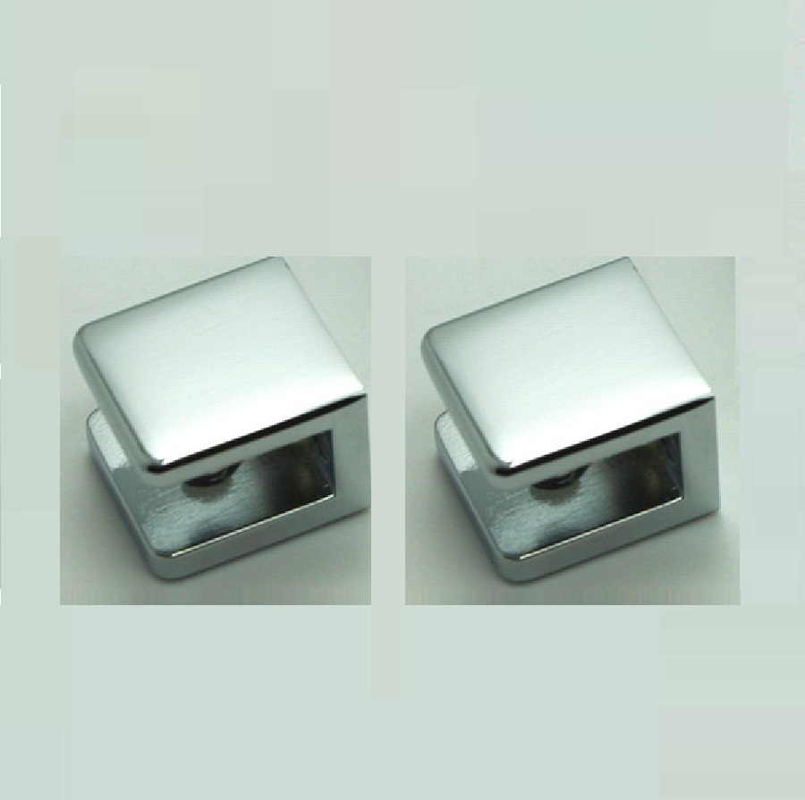 pack of 2 chrome no-drill fixed panel glass u clamp for 6mm ~10mm glass, brass shower glass hardware