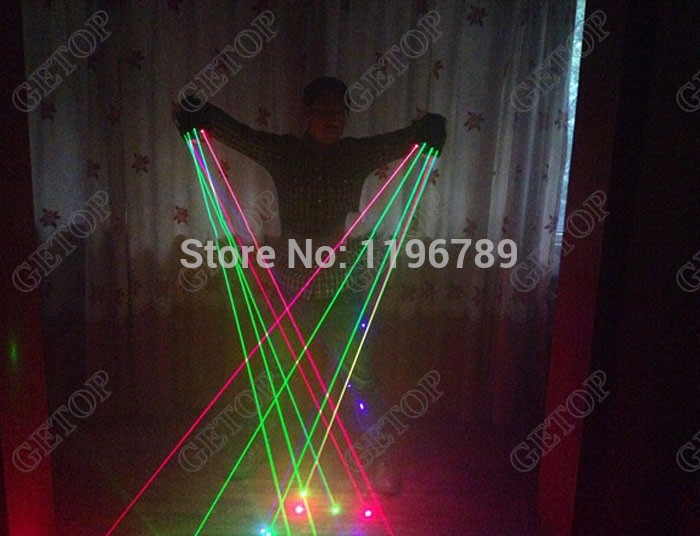 rgb laser glove for stage show party decorations dj club show laser gloves with 7pcs lasers (2pcs violet +3pcs red +2pcs green)