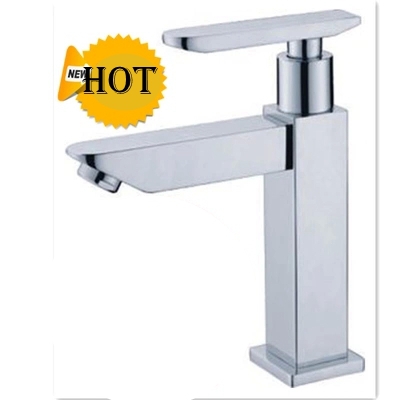 single cold faucet square only cold water basin brass tap, single hole, chrome plated