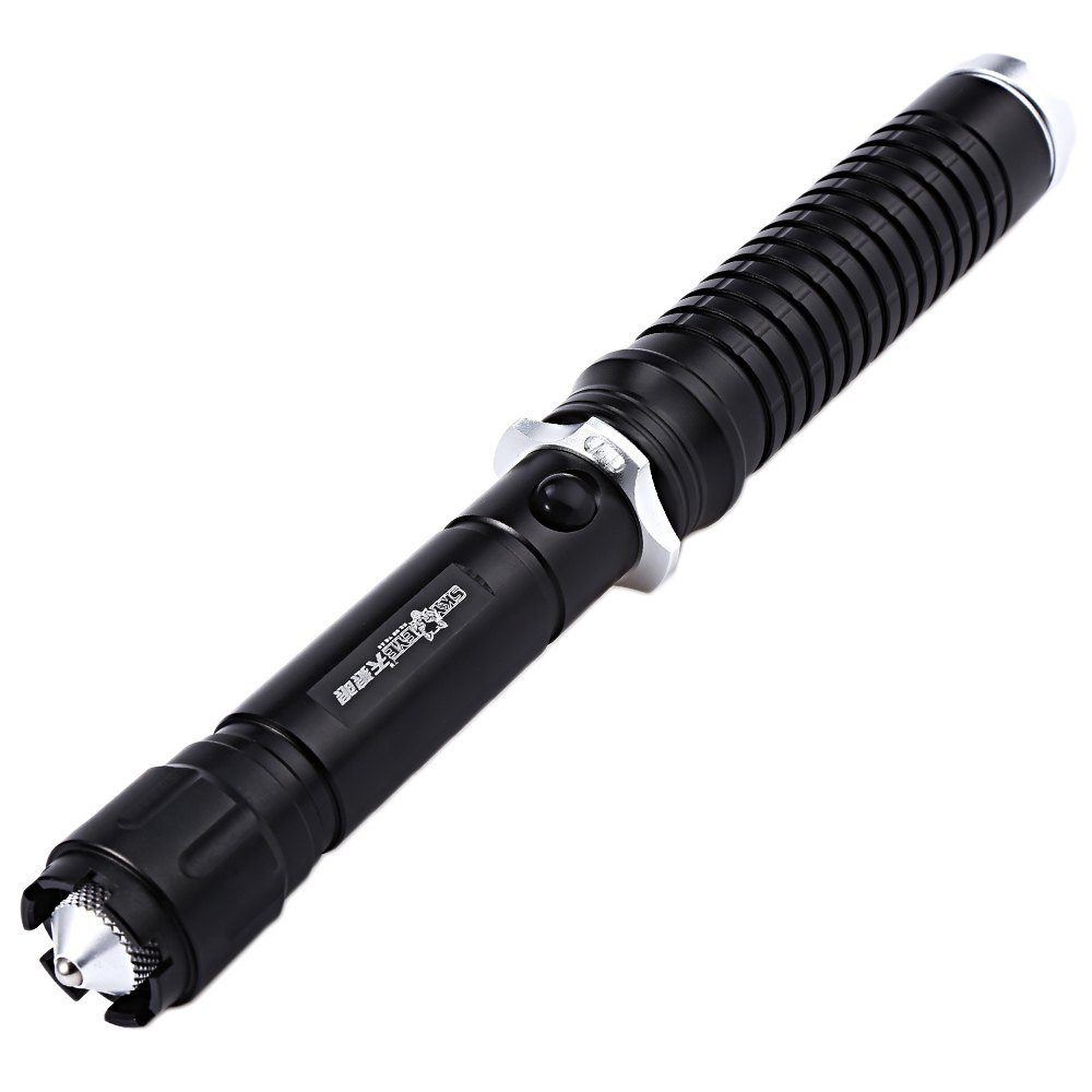 skywolfeye xt - 04 cree q5 aluminum alloy led telescopic flashlight torch for self defending