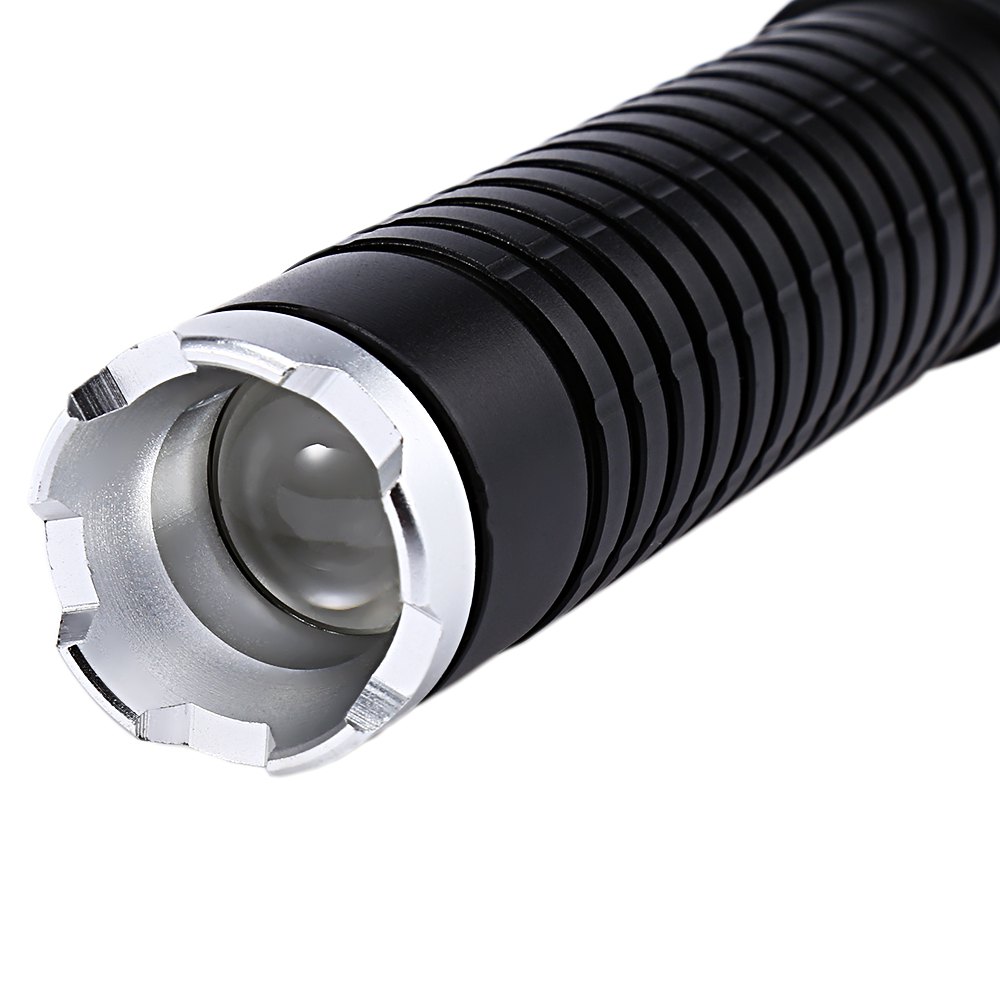 skywolfeye xt - 04 cree q5 aluminum alloy led telescopic flashlight torch for self defending