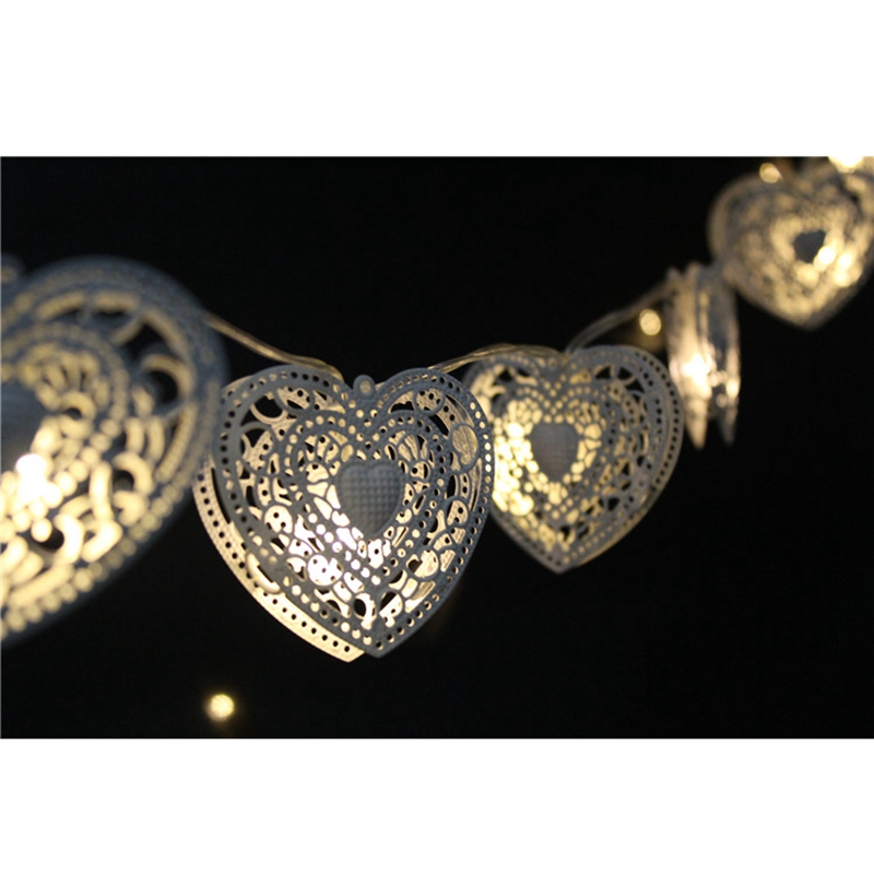 solar operated metal heart led string light fairy light for wedding party christmas xmas halloween festival garden decoration