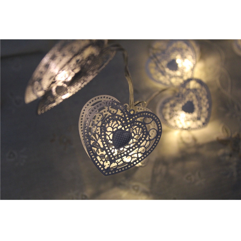 solar operated metal heart led string light fairy light for wedding party christmas xmas halloween festival garden decoration