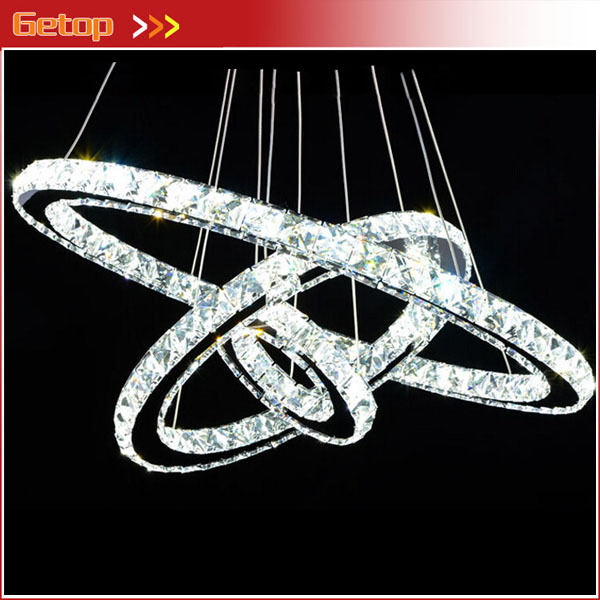 style modern minimalist three rings led k9 crystal chandelier creative circle crystal lamp for living room bedroom lighting