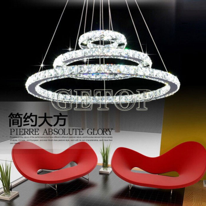 style modern minimalist three rings led k9 crystal chandelier creative circle crystal lamp for living room bedroom lighting