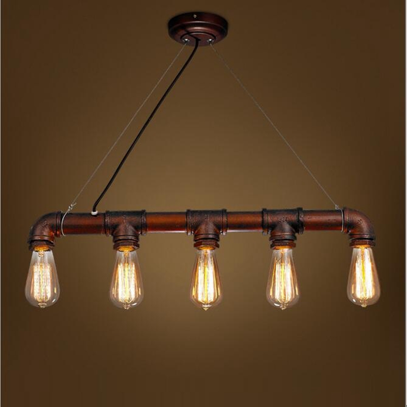 vintage metal water pipe pendant light lamp max 200w with 5 lights copper finish,