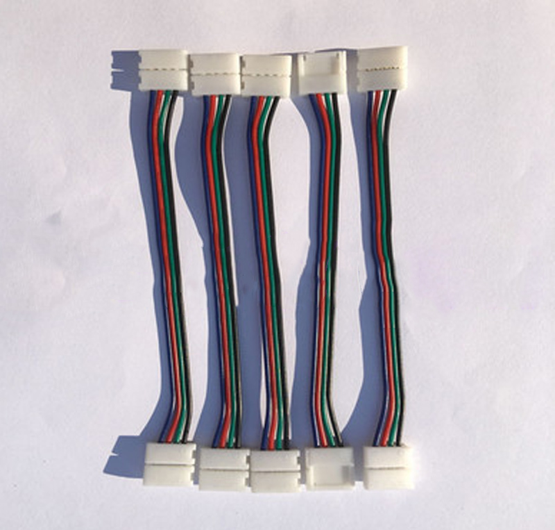 zx 10mm 2 /4 pin solderless lengthen connectors for 5050 rgb led strip or 10mm wide 2 /4 pin flexible pcb connector 12/24v