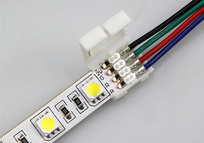 zx 10mm 2 /4 pin solderless lengthen connectors for 5050 rgb led strip or 10mm wide 2 /4 pin flexible pcb connector 12/24v