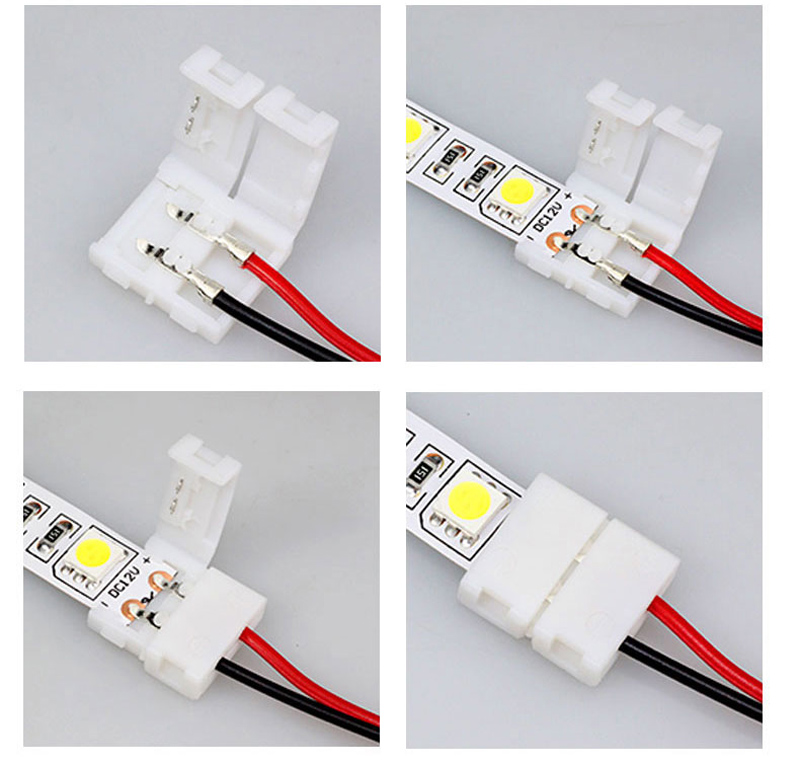 zx 10mm 2 /4 pin solderless lengthen connectors for 5050 rgb led strip or 10mm wide 2 /4 pin flexible pcb connector 12/24v