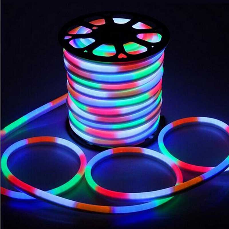 zx 30m/lot flexible led neon led strip bar festival party decorative rope lighting smd rgb led neon flex rope light for buliding