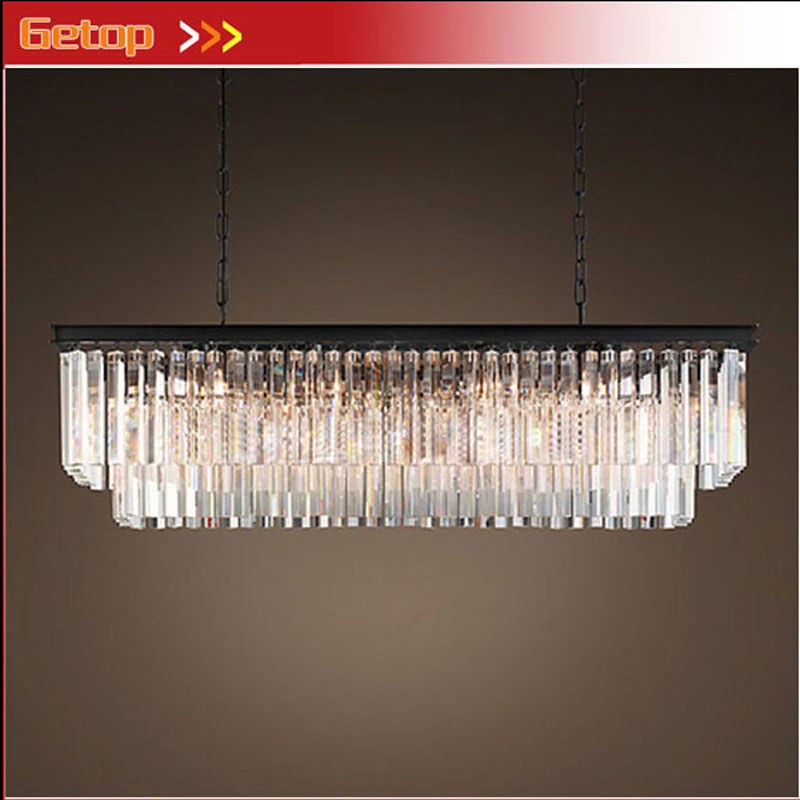 zx american country art retro k9 crystal e14 led rectangular chandelier 51w-60w dining room living room bedroom store lamp