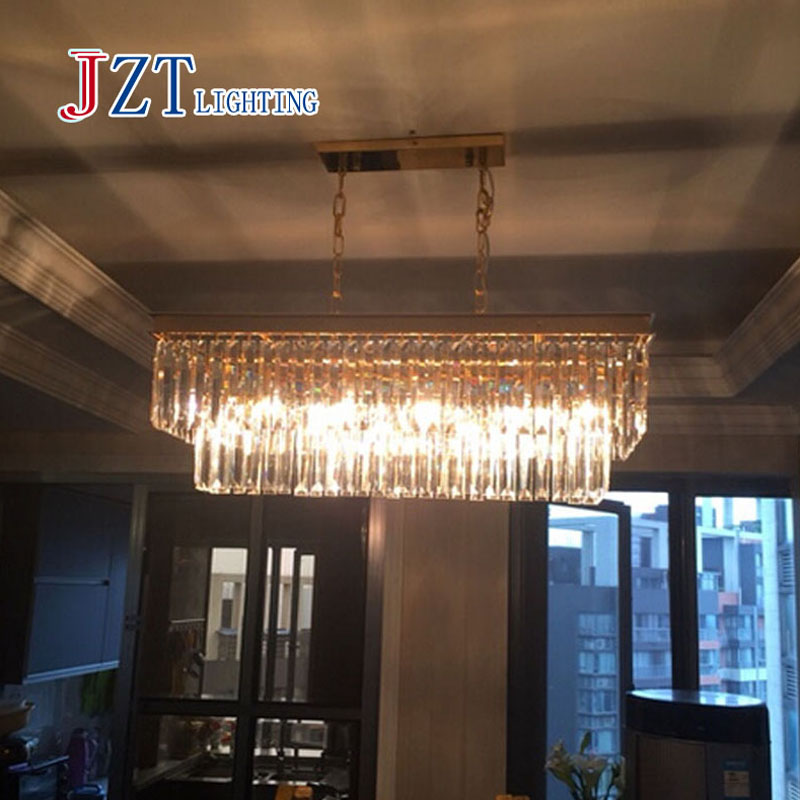 zx american country art retro k9 crystal e14 led rectangular chandelier 51w-60w dining room living room bedroom store lamp