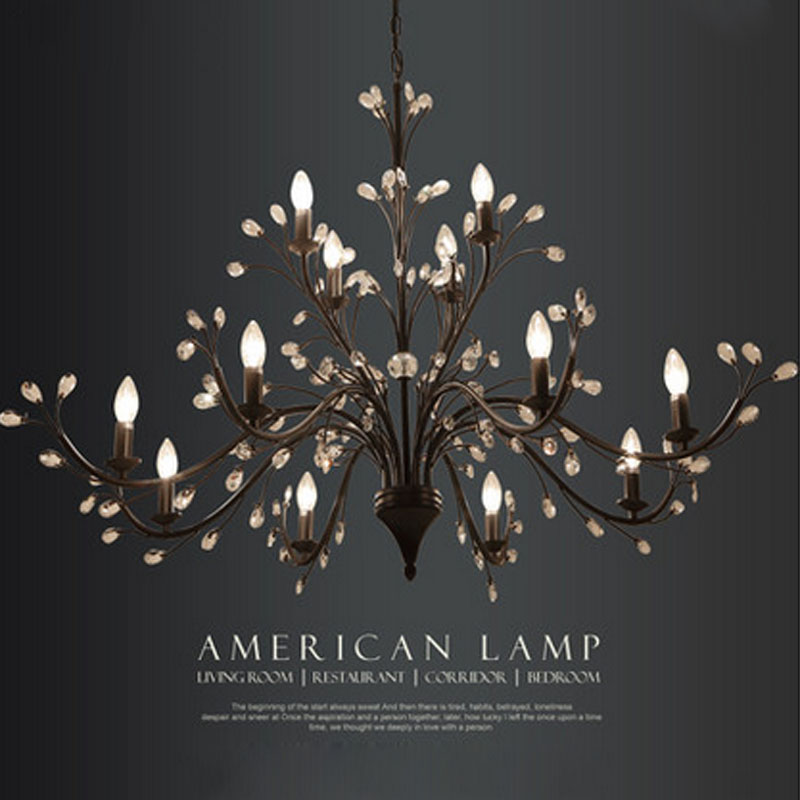 zx american country restaurant crystal pendant lamp nordic luxury living room hall chandelier creative led e14 indoor lamp