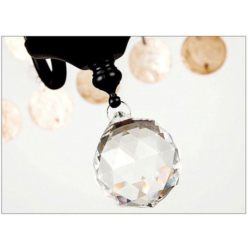 zx american country style crystal pendant lamp shell vintage lights fixture for living room bedroom restaurant iron indoor lamp