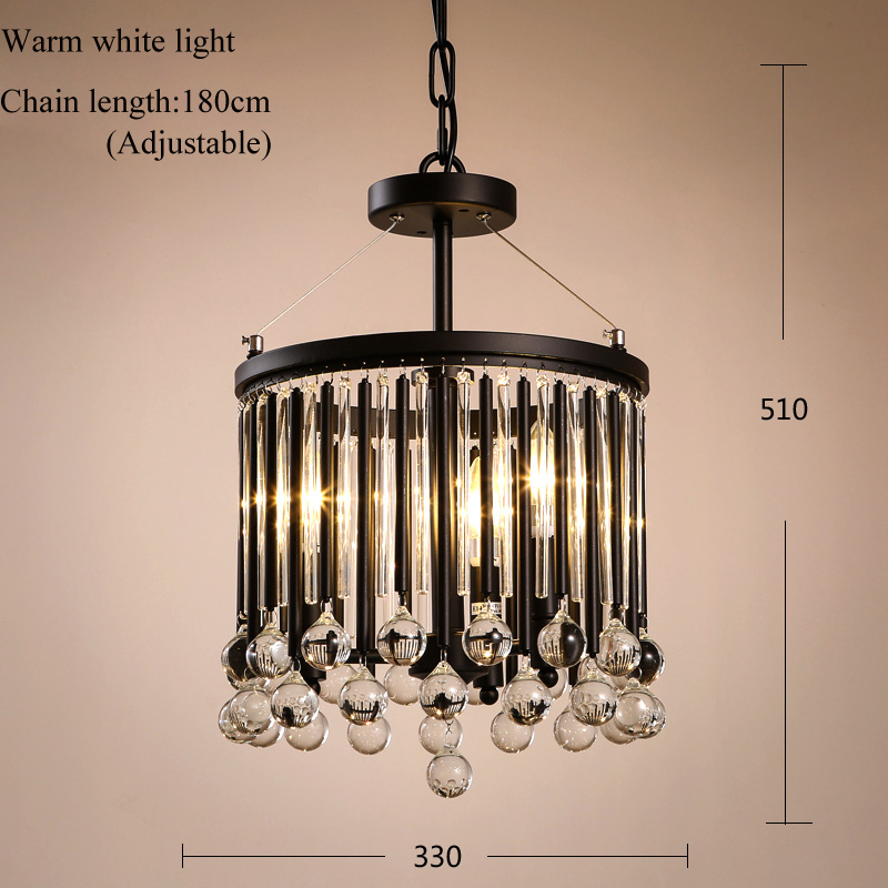 zx american retro crystal pendant lamp loft iron european restaurant light living room porch lamp waterdrop crystal led e14 lamp