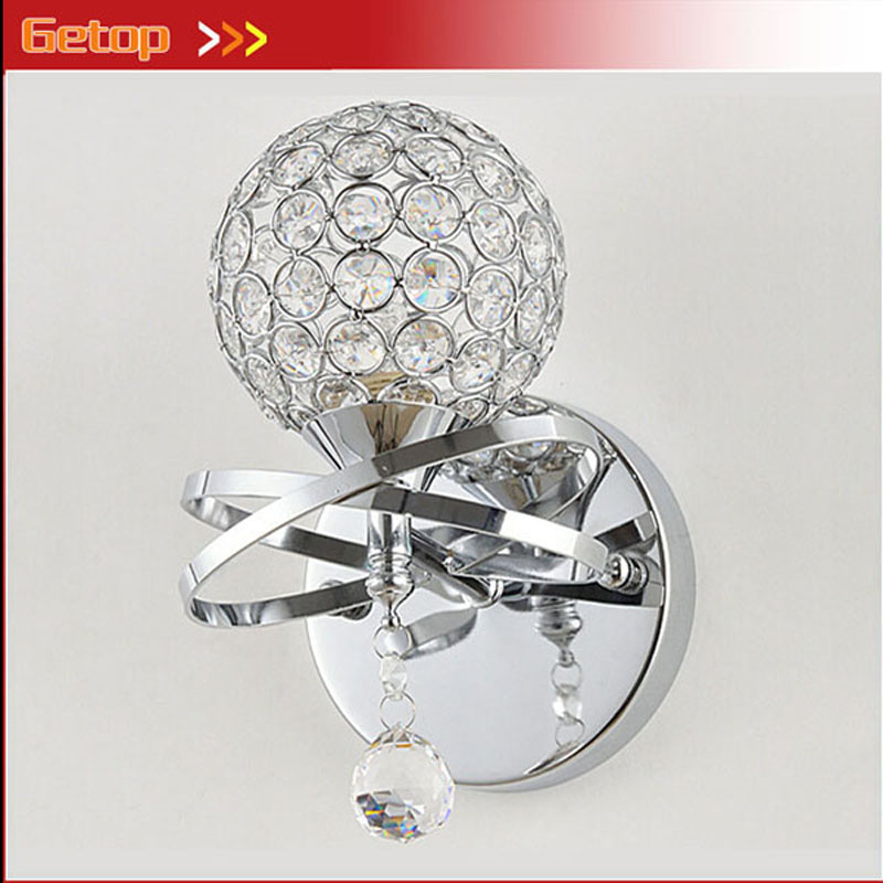 zx best price modern simple k9 crystal silver spheroidal or open e14 led wall lamp for bedside stair restaurant corridor