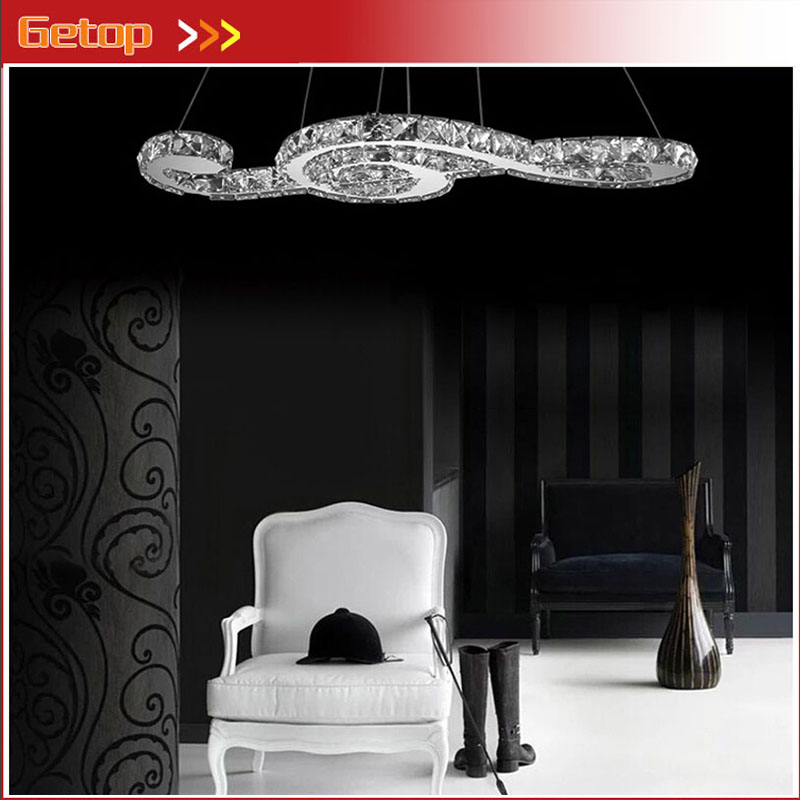 zx crystal led pendant lamp creative lustre musical note led chip suspension light fixtures restaurant sitting room bedroom lamp