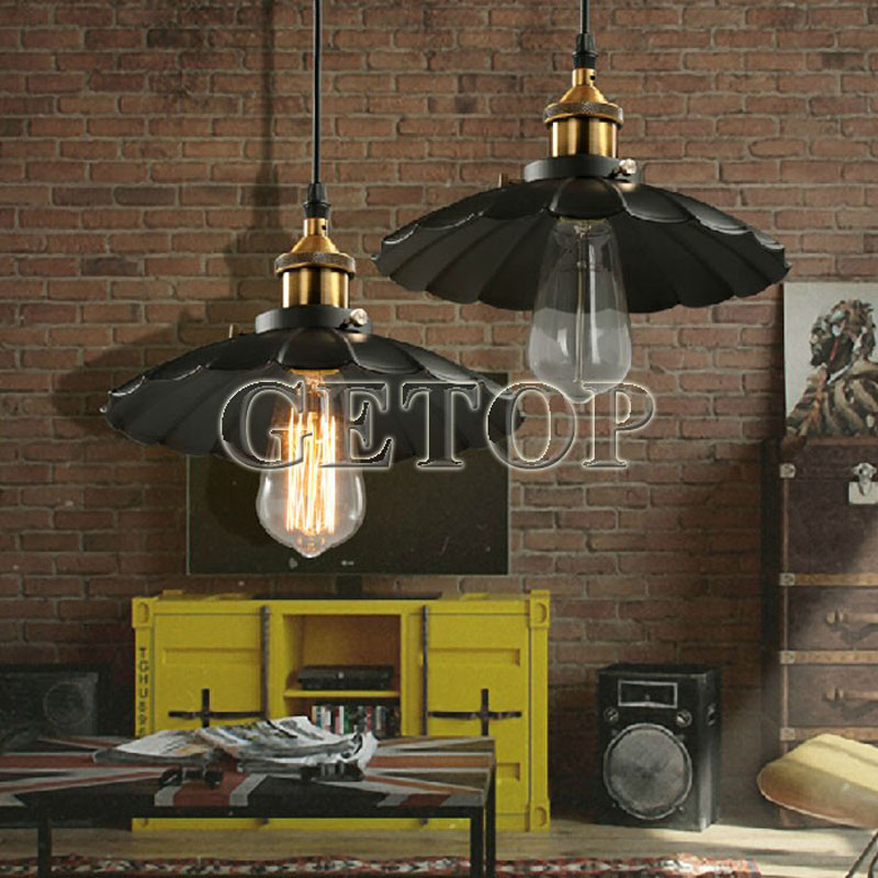 zx european 1pc iron umbrella led pendant lamp retro edison vintage industrial lamp black e27 bulb cafe bar restaurant lights