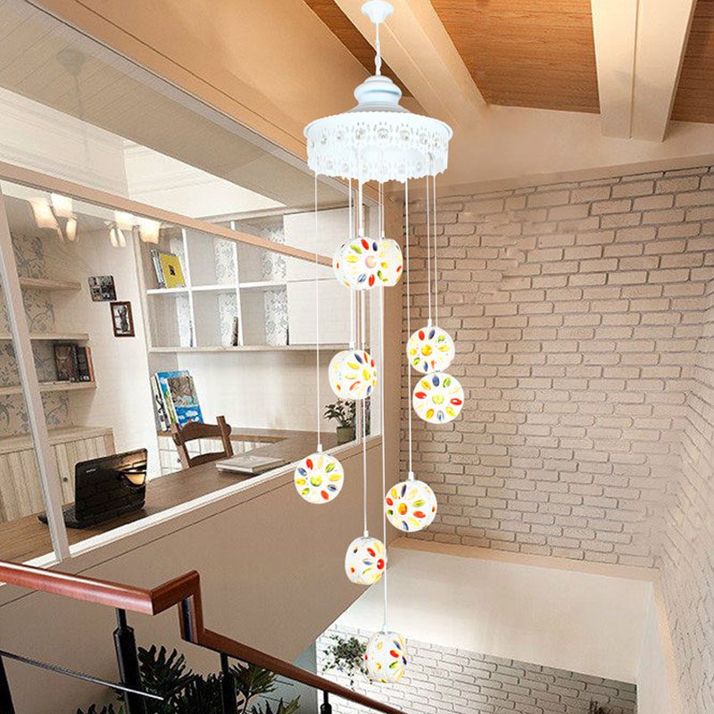 zx european bohemia colorful crystal pendant lamp mediterranean 9 bulbs e27 led lights sitting room bedroom sweet indoor lamp