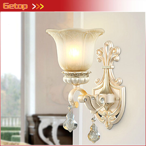 zx european style resin glass e27 led wall lamp ac 220v 11w-15w large lighting range bed living room light led included