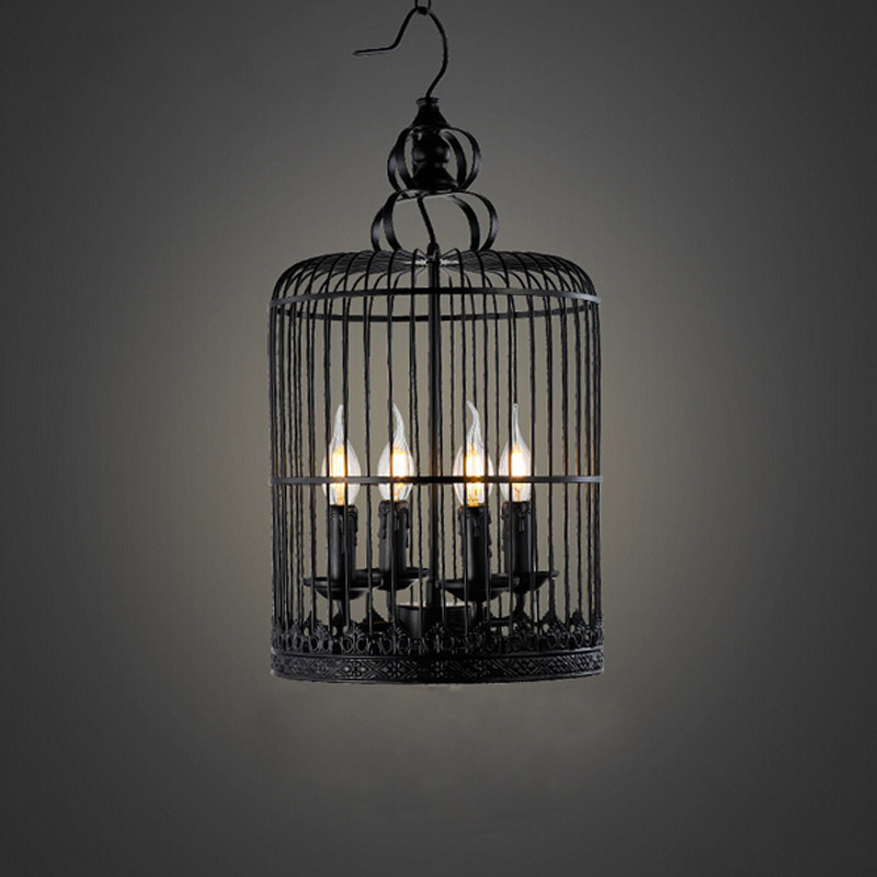 zx industrial retro led pendant lamp iron birdcage candle chandelier e14 bulbs bar cafe restaurant sitting room hanging lights