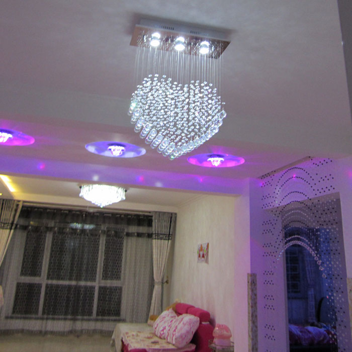 zx k9 crystal gu10 led chandelier heart-shaped romantic warm sweet for wedding room ac 220v 31w-40w