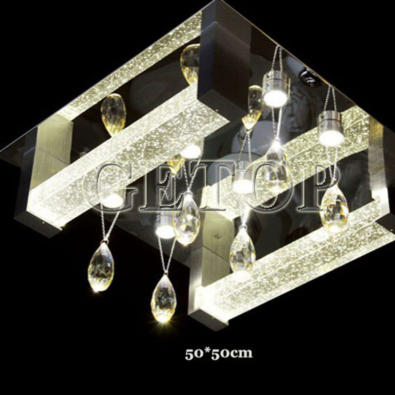 zx k9 crystal rectangle ceiling lamp bubble crystal column lamp gu10 led bulbs fixtures lustres restaurant livingroom lighting