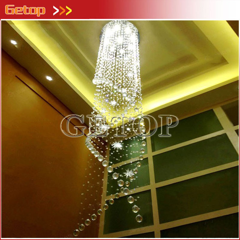 zx k9 crystal stainless steel wire drawing hanging gu10 ac led spirality chandelier ccc ce led included