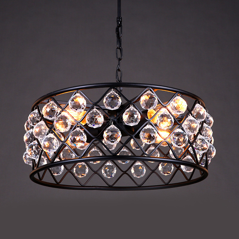 zx loft american crystal pendant lamp retro iron e27 led droplight creative country for living room restaurant bar shop art lamp