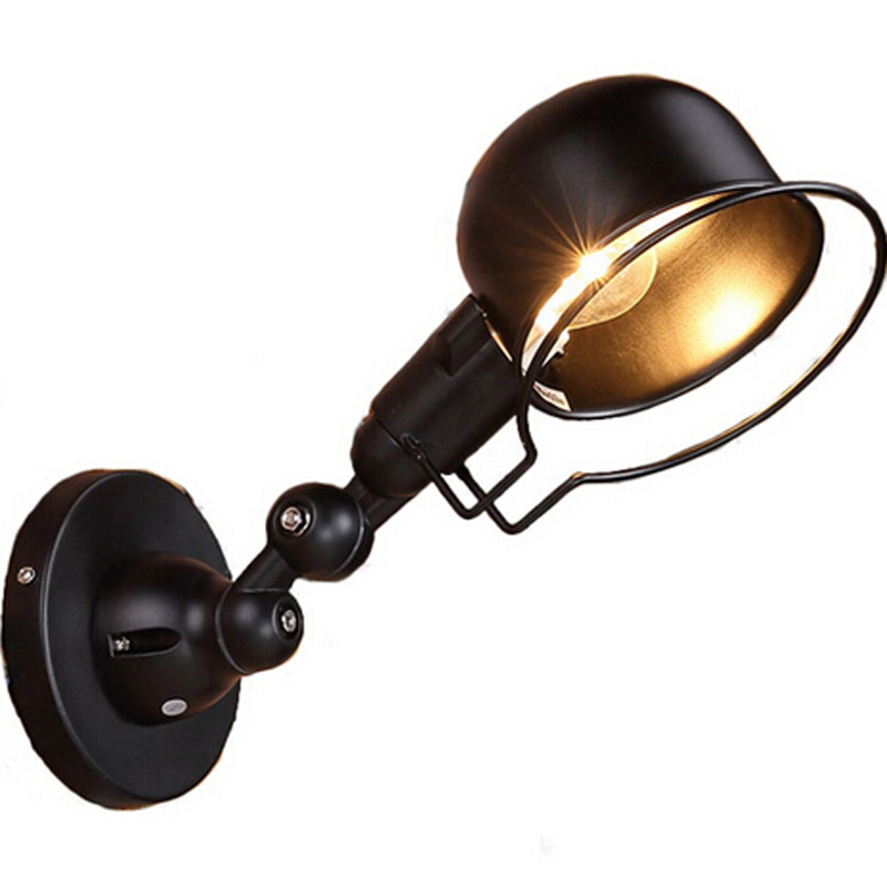 zx loft vintage wall lamp iron industrial bedroom sconce wall light creative mechanical arm lamp for living room led e14 lamp