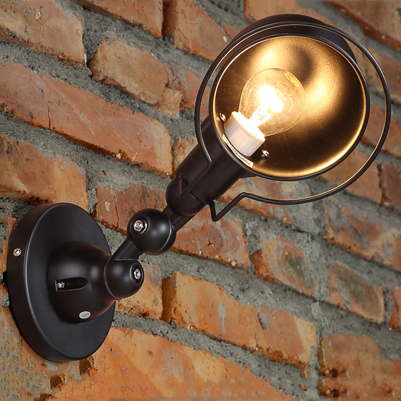 zx loft vintage wall lamp iron industrial bedroom sconce wall light creative mechanical arm lamp for living room led e14 lamp