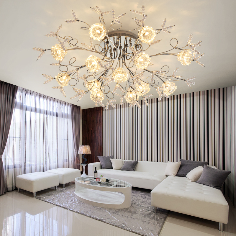 zx luxury romantic crystal ceiling lamp european led remote control g4 lighting bedroom restaurant living room flower chandelier