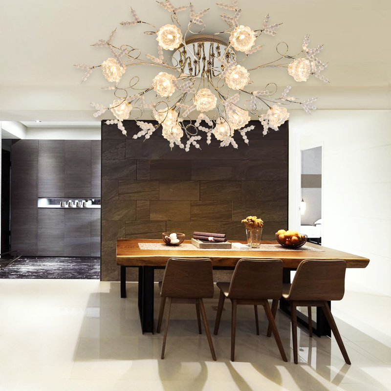 zx luxury romantic crystal ceiling lamp european led remote control g4 lighting bedroom restaurant living room flower chandelier