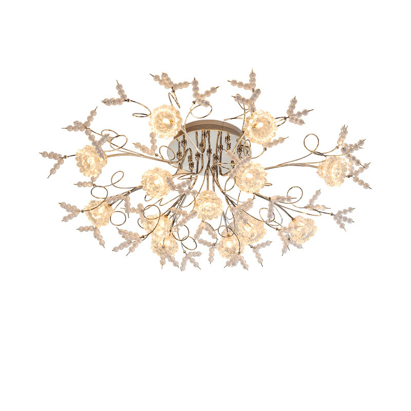 zx luxury romantic crystal ceiling lamp european led remote control g4 lighting bedroom restaurant living room flower chandelier