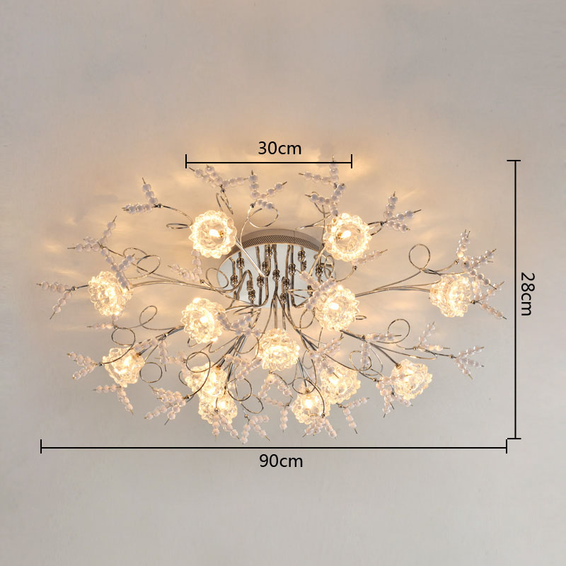 zx luxury romantic crystal ceiling lamp european led remote control g4 lighting bedroom restaurant living room flower chandelier