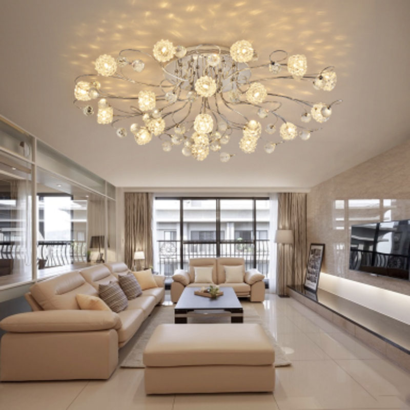 zx luxury romantic crystal ceiling lamp european led remote control g4 lighting bedroom restaurant living room flower chandelier