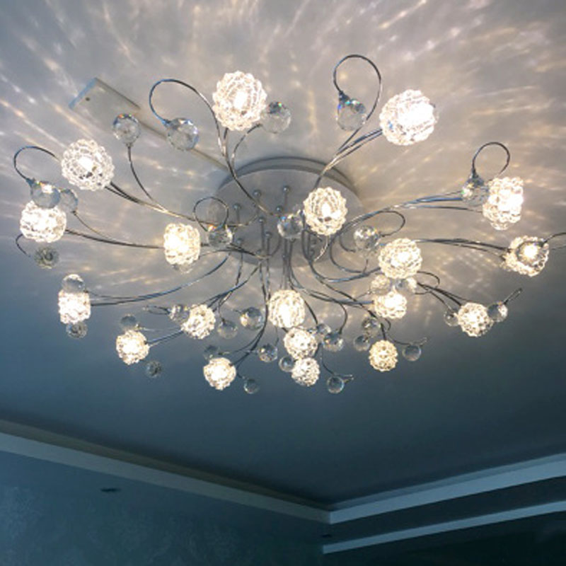 zx luxury romantic crystal ceiling lamp european led remote control g4 lighting bedroom restaurant living room flower chandelier