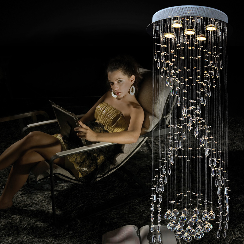 zx luxury spiral stairs crystal chandelier circular led villa living room long ceiling lamp modern concise crystal hanging light