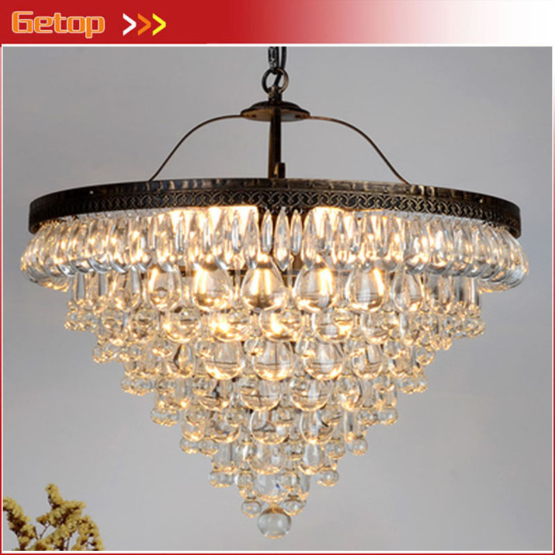 zx luxury waterdrop crystal led pendant lamp circular american retro lighting e14 bulbs fixture sitting room balcony store lamp