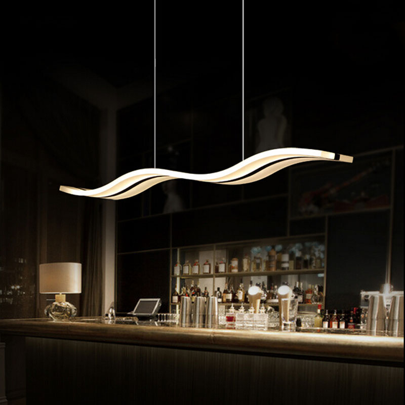 zx modern acryl led pendant lamp art wave rectangle led chip soft light fixtures for dining room foyer stage cafe office lamp