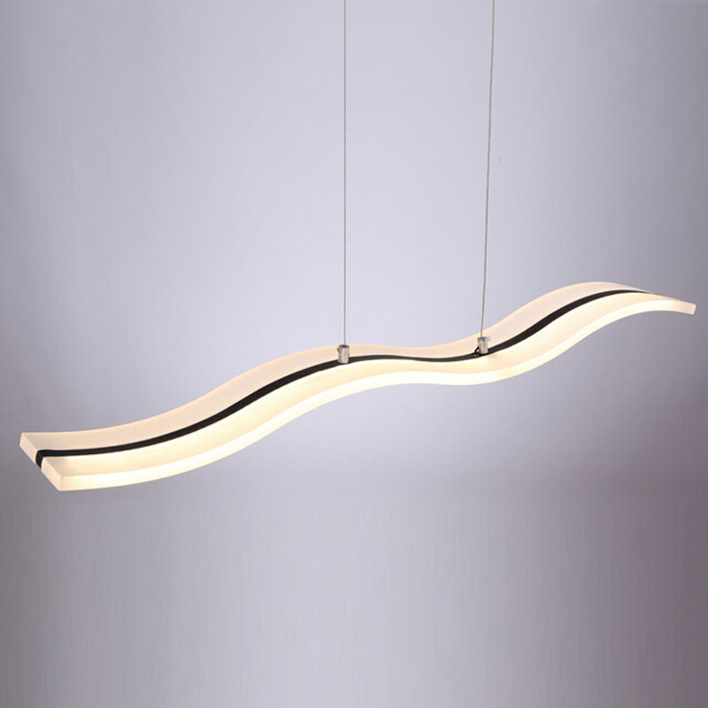 zx modern acryl led pendant lamp art wave rectangle led chip soft light fixtures for dining room foyer stage cafe office lamp