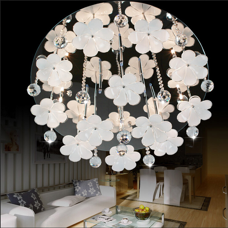 zx modern circular k9 crystal ball glass flowers g4 led ceiling lamp sittingroom bedroom restaurant lustre lamp