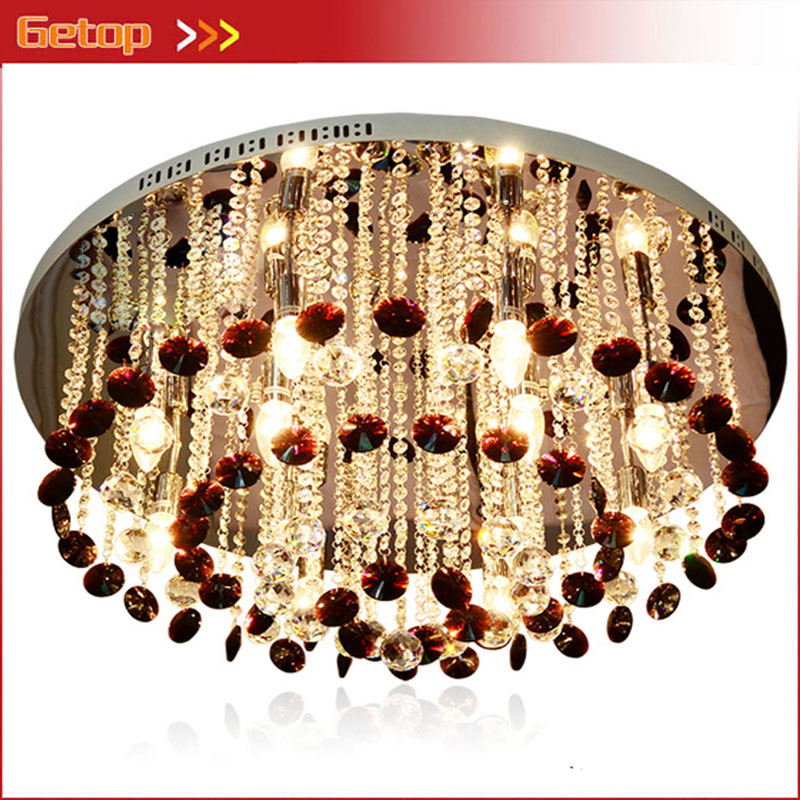 zx modern contracted purple crystal chain ceiling lamp circular e14 led lights sitting room remote control lamp