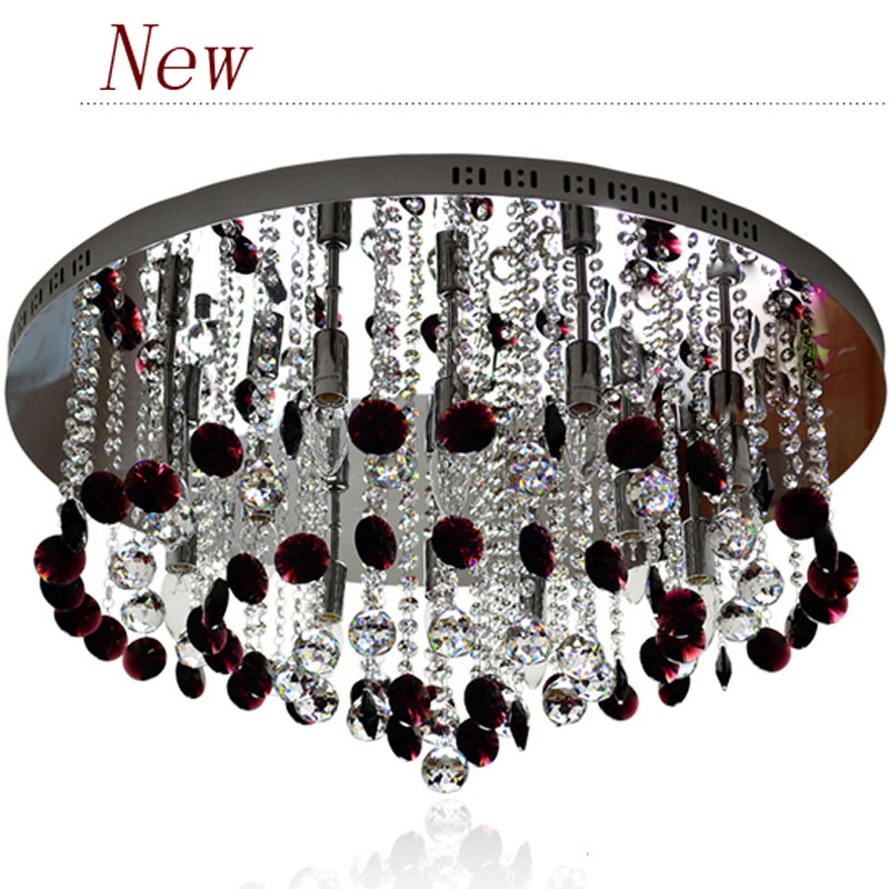 zx modern contracted purple crystal chain ceiling lamp circular e14 led lights sitting room remote control lamp