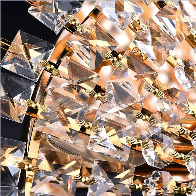 zx modern creative led crystal wall lamp fan shape luxury silver/gold bedroom corridor sitting room lamps fixtures