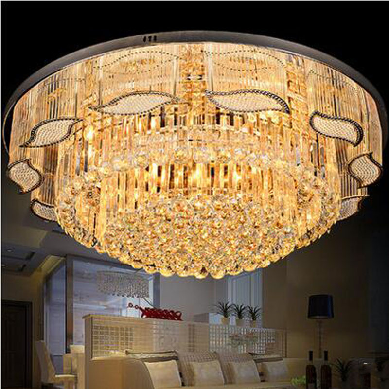 zx modern crystal curtain led art deco round ceiling lamp leaf shape luxury lustre e14 light hall sittingroom bedroom lamp