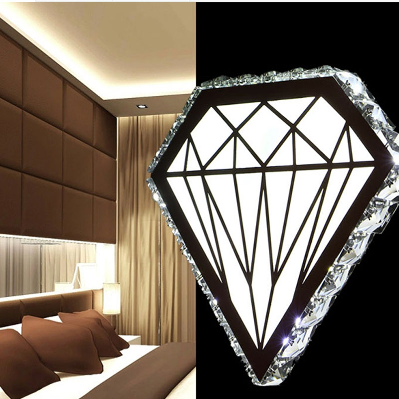 zx modern diamond shape crystal wall lamp personality acryl stainless steel led light bedside el bedroom corridor parlor lamp