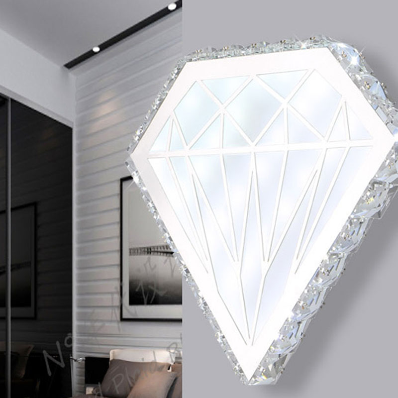 zx modern diamond shape crystal wall lamp personality acryl stainless steel led light bedside el bedroom corridor parlor lamp