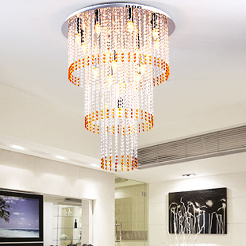 zx modern k9 crystal cake shape pendant lamp fixtures luxury lustres e14 led lights for double entry stair sittingroom lobby